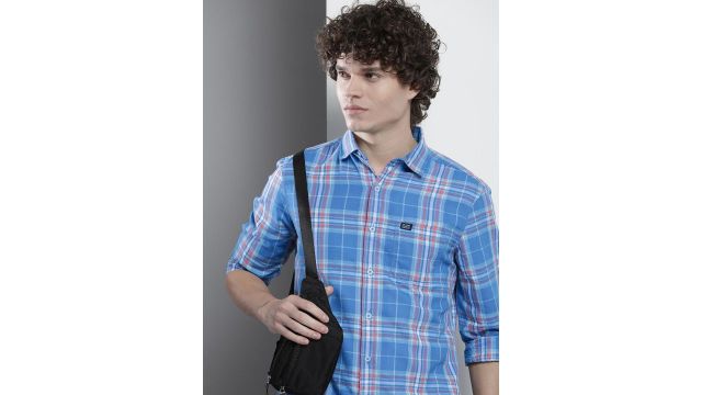 The Indian Garage Co Men Tartan Checked Cotton Casual Shirt