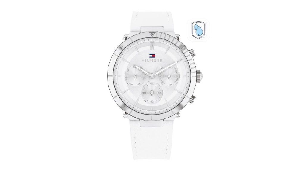 Tommy Hilfiger Women Silver-Toned Dial & White Leather Straps Analogue Watch