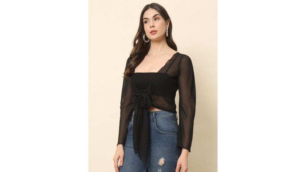 Trend Arrest Crop Tie-Up Shrug