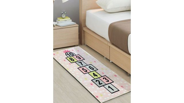 URBAN SPACE Pink & Green Abstract Printed Anti-Skid Carpet