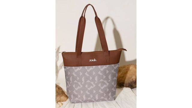 ZOUK Printed Shopper Jute Tote Bag
