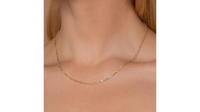 14K Gold 1.8MM Diamond Cut Anchor/Cable Chain Necklace