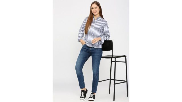 Adora Skinny Mid‑Rise Jeans (Medium, Light Fade, Cropped)