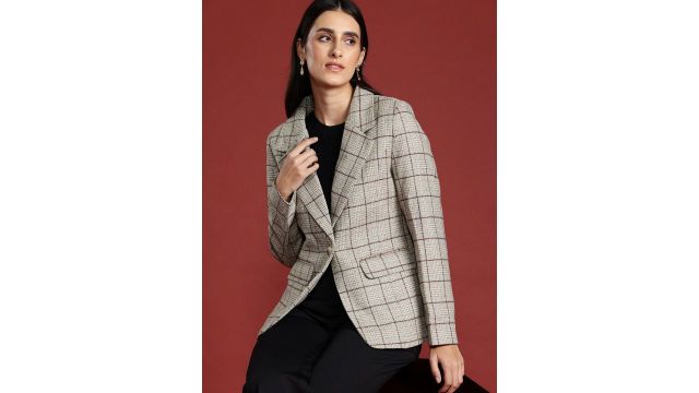 All About You Formals Checked Blazer (Brown)