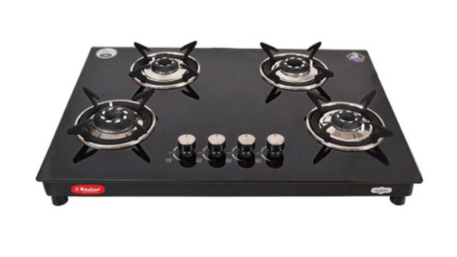 Black Toughened Glass Top 4‑Burner, Automatic