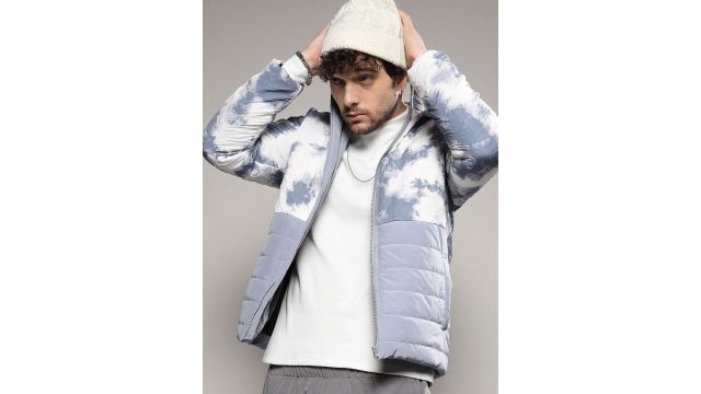 Campus Sutra Tie‑Dye Windcheater Puffer Jacket