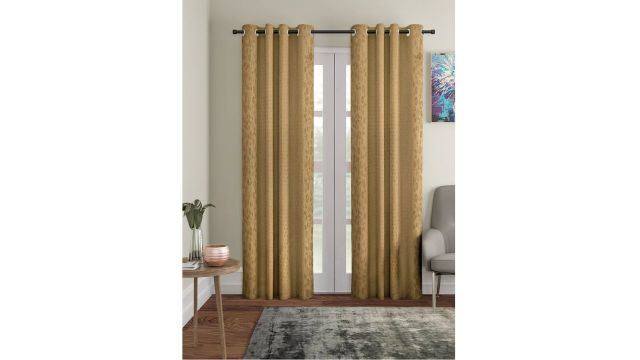 Cortina Set Of 2 Gold-Coloured Self-Design Door Curtains