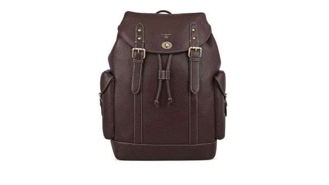 Da Milano Men Self Design Ergonomic Shoulder Strap Leather Backpack