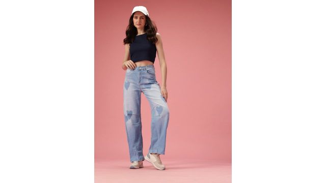 DressBerry Women Barrel Fit Light Fade Stretch Jeans