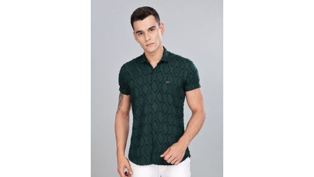 FABRIPPLE Men Classic Fit Spread Collar Textured Casual Shirt