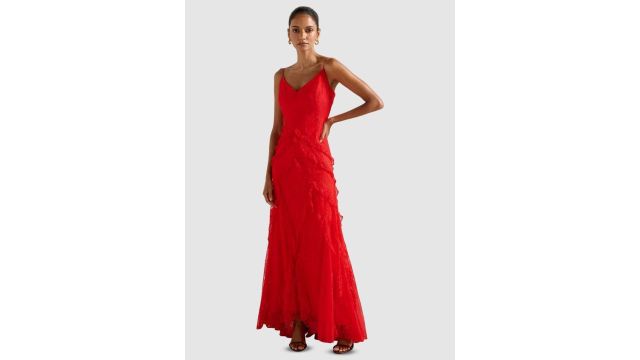 Forever New Floral Embroidered Shoulder Straps Fit And Flare Dress