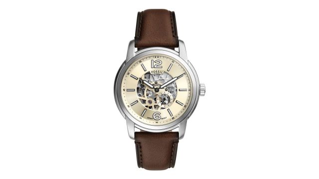 Fossil Men Heritage Skeleton Leather Analogue Automatic Watch ME3264