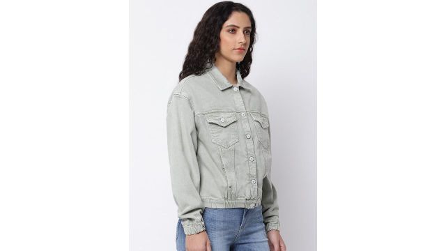 GUESS Women Green Outdoor Fashion Jacket