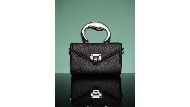 HAUTE SAUCE Leather Structured Satchel (Black)