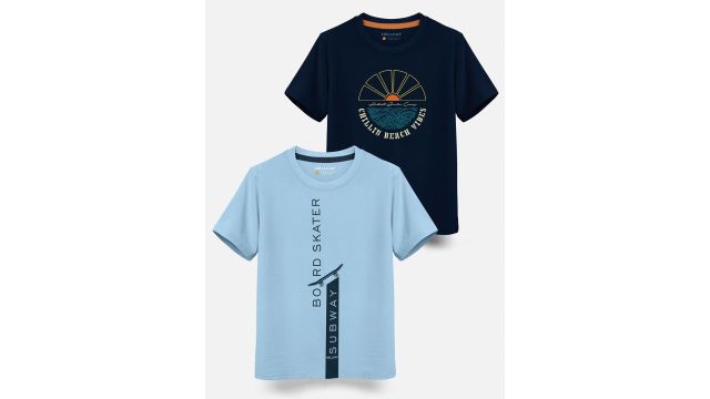 HELLCAT Boys Pack of 2 Printed Cotton T‑shirts