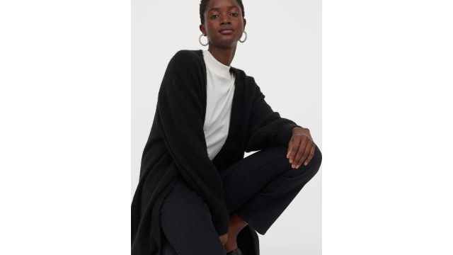 H&M Women Black Long Cardigan