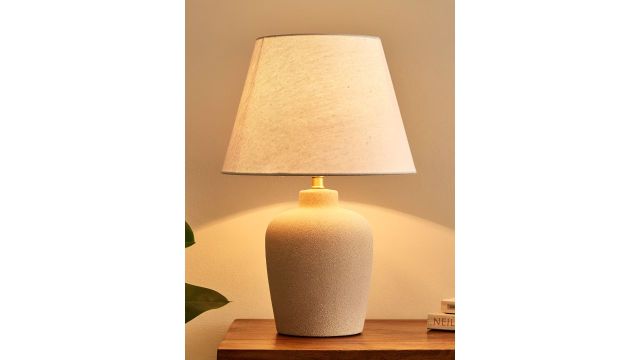 Home Centre Riviera Dune Beige Frustum Shaped Ceramic Table Lamp