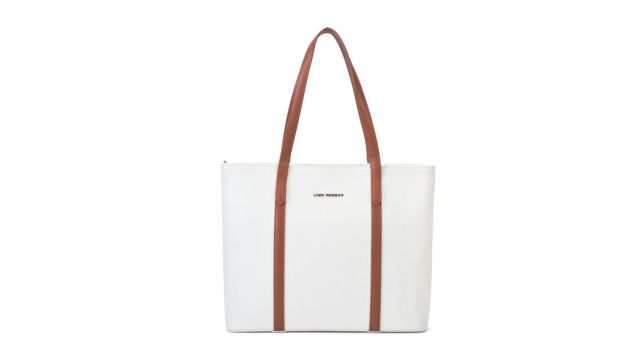 Lino Perros Structured Tote Bag with Quilted Detail (Off-White)
