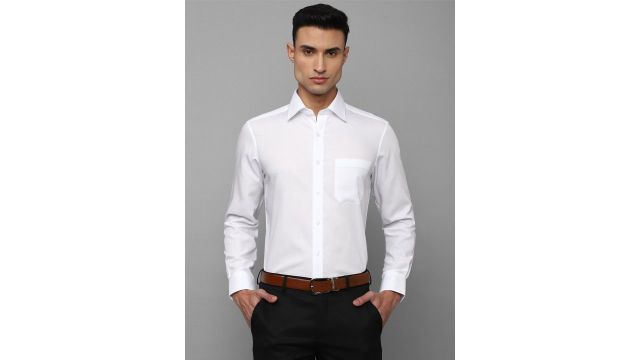 Louis Philippe Plus Size Cotton Formal Shirt (White)