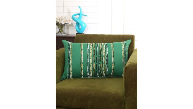 MASPAR Green Single Geometric Rectangle Cushion Cover