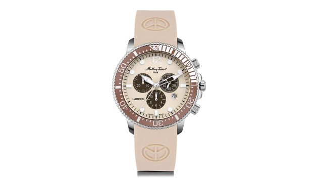 Mathey-Tissot Swiss Made Lagoon Chronograph Silicone Strap Cream Dial Quartz Men's Watch