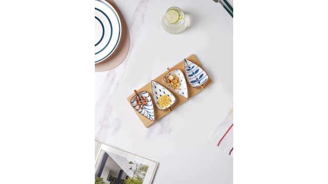 Nestasia Ceramic Serving Platter with Wooden Tray