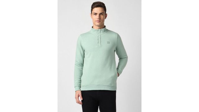 Peter England Casuals Men Green Sweatshirt