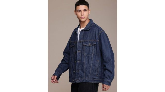 RoadsterThe Life Co. Oversized Pure Cotton Denim Trucker Jacket