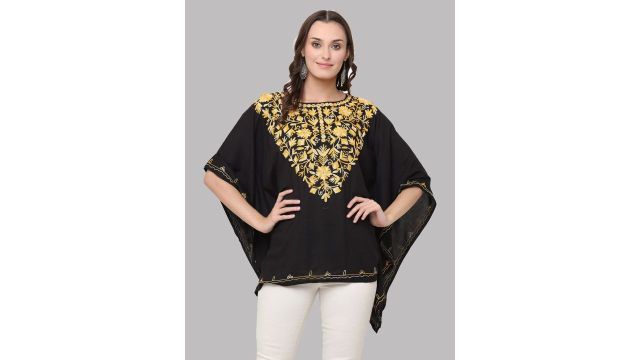 SAAKAA Women Black Embroidered Kaftan Top