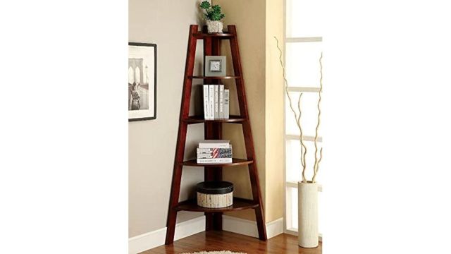 SHRI MINTU'S ART Wooden Corner Bookshelf for Living Room