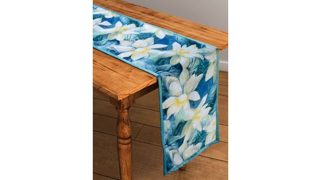 SWAYAM Blue & White Floral Print Table Runner