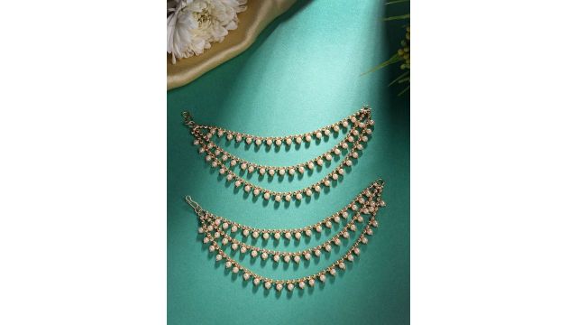 Sukkhi Gold-Plated Pearls Beaded Spherical Ear Chains