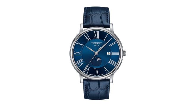 TISSOT Men Blue Dial & Blue Leather Textured Straps Analogue Watch