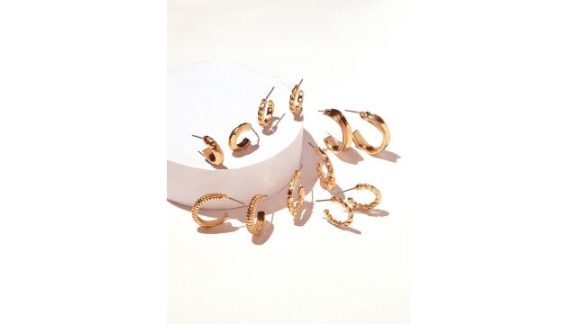 ToniQ Women Set of 6 Half Hoop Earrings