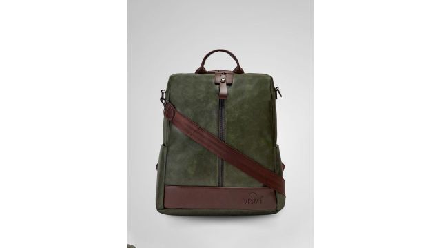 VISMIINTREND Women Leather Convertible Backpack Sling Bag (Green)