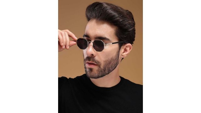 Voyage Unisex Round Sunglasses (Silver/Black)