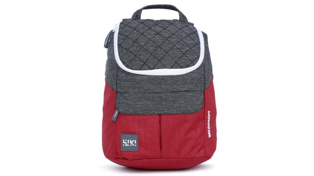 WildcraftWomen Grey Melange & Red Colourblocked Backpack