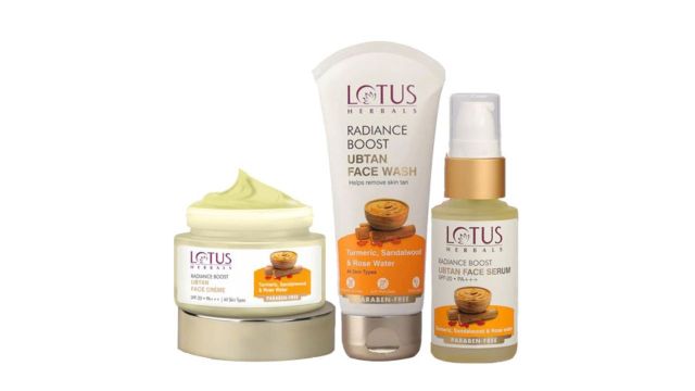 Lotus Herbals Set Of 3 Radiance Boost Ubtan Face Cream With Serum & Face Wash