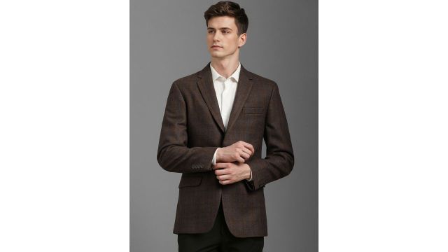 Louis Philippe Checked Single-Breasted Blazer