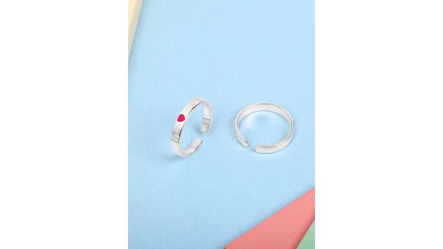 Mia by Tanishq Set Of 2 93 KT Silver Mini Heart Toe Rings