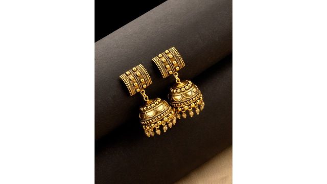 Voylla Gold‑Toned Oxidized Dome Jhumkas