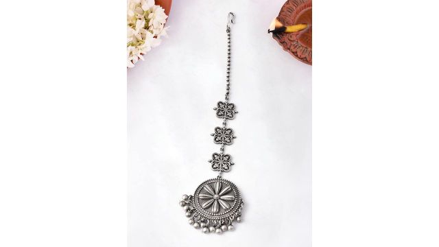 Voylla Silver‑Plated Oxidized Maang Tikka