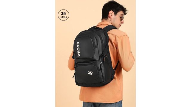 WROGN Brand Logo Backpack with Reflective Strip 35 L