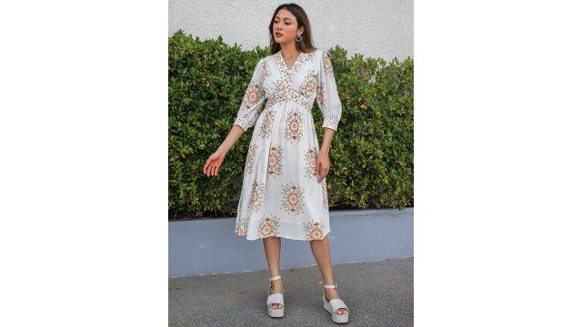 Zink London Floral Printed Empire Dress